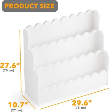 Рівнева книжкова полиця, книжкова полиця Монтессорі для малюків, меблі для дитячих кімнат, ігрових кімнат, дитячих кімнат та класів, біла, 78,15 см, 3-