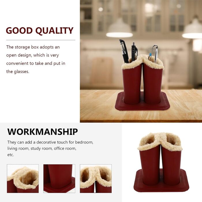 Тримач для окулярів Luxshiny Double з гладкого матеріалу з плюшевою підкладкою, для зберігання сонцезахисних окулярів та окулярів, прикраса для столу та тумбочки біля ліжка