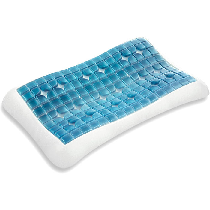 Ортопедична подушка для шиї Technogel Anatomic Curve запатентована, не містить шкідливих речовин та сертифікована гелева подушка для шийного відділу хребта для сну на спині та боці, включаючи наволочку 66x40x0,7 см, висота 7 см