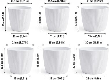 Прикраси для дому та саду, кашпо та квітковий горщик, набір з 3 шт. , виготовлені з пластику, без дренажних отворів, горщик у смугастий візерунок для кімнатних рослин (кремовий, 18 см) Ø 18 см (7,08 дюйма) Кремовий