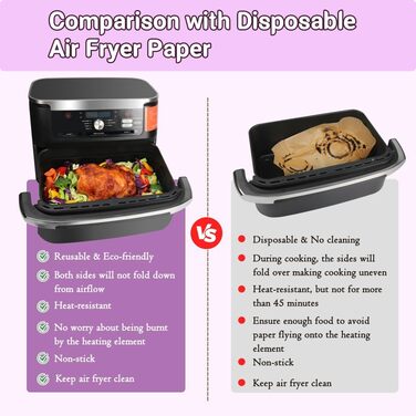 Аксесуари для фритюрниці GINOYA для Ninja AF500EU AF500EUCP, 3 шт. и Силіконова форма для фритюрниці Ninja Foodi Flexdrawer 10.4 л AF500EU велика фритюрниця з двома висувними ящиками Чорний 1 x 10.4 л, 2 x 5.2 л