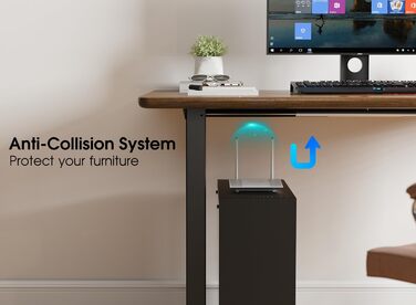 Електрична регульована по висоті рама столу, регульована по висоті рама столу з потужним двигуном, пам&39яттю положення та функцією запобігання зіткненням, 1 двигун, чорний колір