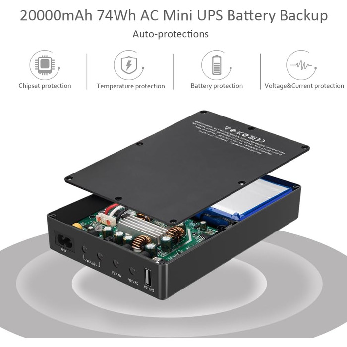 Джерело безперебійного живлення для роутера, модему, камери з входом AC вихід USB 5V DC 5V 9V 12V 3A (74Wh)