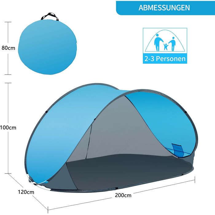 Розкладний пляжний намет Duhome, захист від ультрафіолету, декоративний намет, захист від негоди та конфіденційності, кемпінговий намет для сімей, пляжний кемпінг, синій