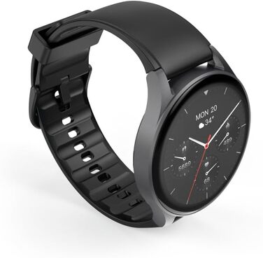 Розумний годинник Hama 8900 з GPS, водонепроникний IP68, функція телефону (сенсорний AMOLED-дисплей, голосове керування, спортивні режими, трекер сну, пульсометр, WhatsApp, годинник для бігу, пульсометр, фітнес-годинник) чорний