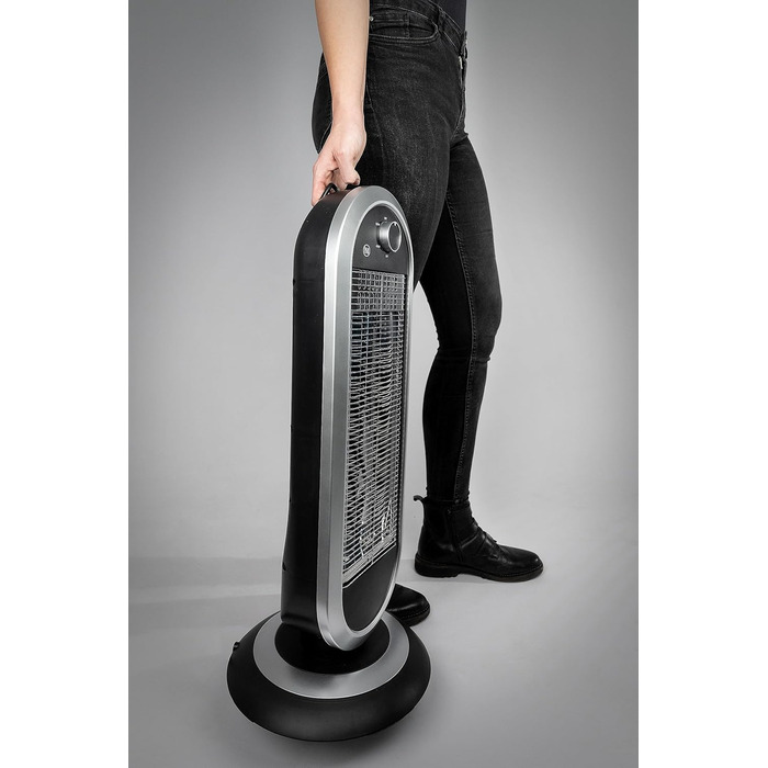 Інфрачервоний обігрівач Gde GIH 900 (потужність нагріву 900 Вт, 2 рівні нагріву (450/900 Вт) з коливаннями або без них, максимальна продуктивність обігріву приміщення 20 м, карбонові нагрівальні елементи, велика основа та захист від перекидання, ручка для