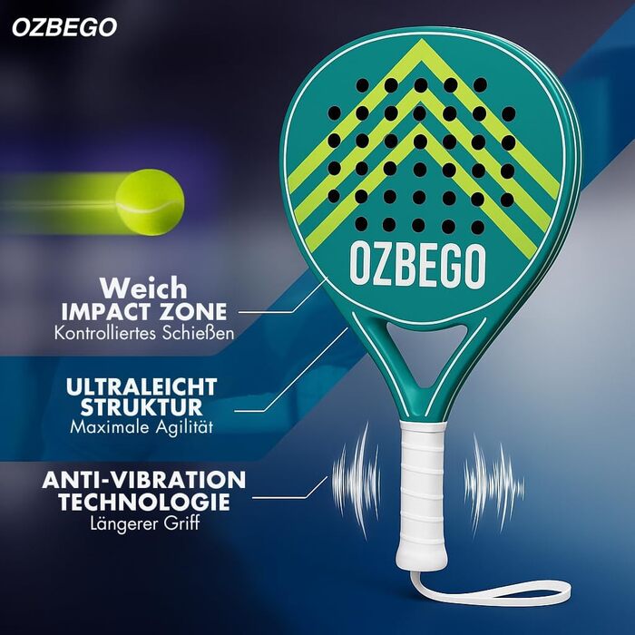 Набір для паделя 100% карбон, 2 ракетки, аксесуари, чорний/зелений