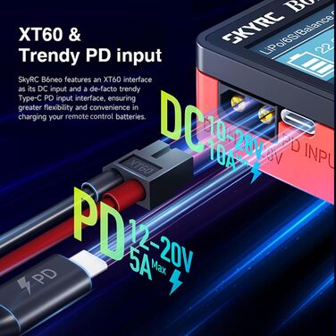 Розумний зарядний пристрій GoolRC B6neo для LiPo акумуляторів, DC 200 Вт PD 80 Вт, балансувальний зарядний пристрій та розрядник для акумуляторів LiPo/Life/LiIon/LiHV 1-6 с, NiMH/NiCd 1-15 с (синій)