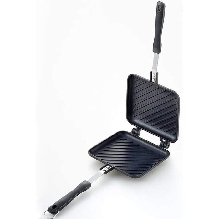 Тостер для сендвічів TAMUME з рифленою поверхнею Антипригарна машина для тортів із міцною ручкою, сендвіч-машина для тостів підходить для використання на плиті (рифлена поверхня)