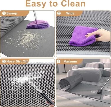 Килимок для котячого туалету Garoopion, 90x76 см, килимок для котячого туалету з EVA, стільниковий килимок, двошаровий, сірий, з&39єднаний з 1 боку