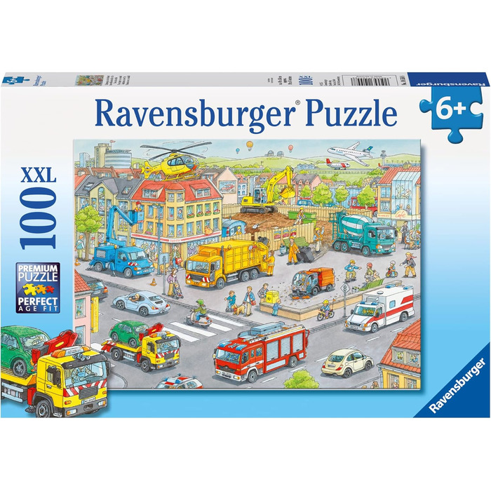 Дитячий пазл Ravensburger - 10558 Транспортні засоби в місті - Пазл для дітей від 6 років, 100 елементів у форматі XXL