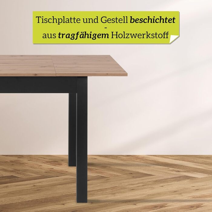Елегантний обідній стіл 80x80 см, сучковатий дуб, кухонний стіл розсувний до 120 см, обідній стіл з дерев&39яного композиту, включаючи розсувну стільницю, сучасний стіл до 6 осіб, сучковатий дуб, розсувний прямокутний 80x80 см