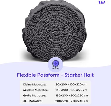 Простирадло Wolkenfeld на резинці 200x220 см 220x240 см Преміум джерсі бавовна з 5 лайкри Простирадло без складок для високих матраців до 40 см Дихаюче та сертифіковане Oeko-TEX Антрацит Антрацит 200x220-220x240