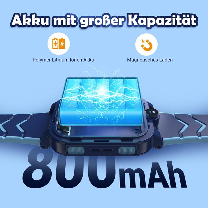 Розумний годинник Blackview Kids, слот для SIM-картки, LBSWiFiGPS-трекер, функція 4G, екстрений виклик SOS, телефонні дзвінки, відеодзвінки, голосовий чат, SMS, шкільний режим, дитячий годинник для хлопчиків та дівчаток, 4G - Прусський синій