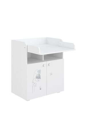 Пеленальний столик Shefa Kids 700 Basic Amis White - Багатофункціональний пеленальний столик зі складною пеленальною поверхнею, 2 дверцятами та відкритим відділенням, 70x47x86 см, дитячий, ергономічний пеленальний столик
