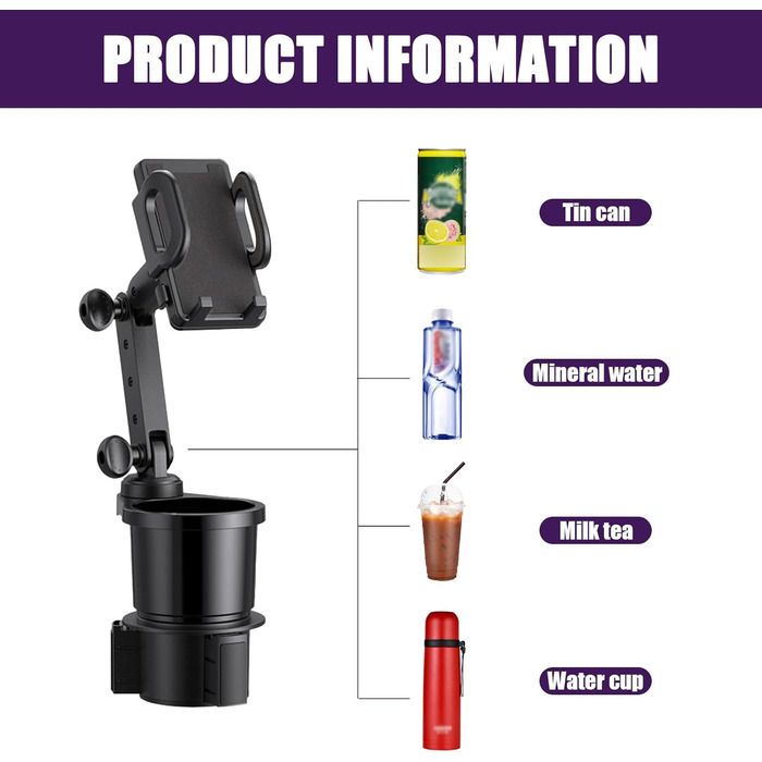 Автомобільний тримач для чашки, тримач для мобільного телефону, універсальний регульований тримач для чашки, універсальна автомобі