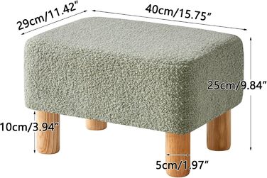 Прямокутна підставка для ніг YMYNY, підставка для ніг з дерев&39яними ніжками, підставка для ніг із сидінням, дерев&39яна підставка для ніг, невелика м&39яка підставка, лавка для взуття для вітальні, спальні, 402925 см зеленого кольору HBD030GR