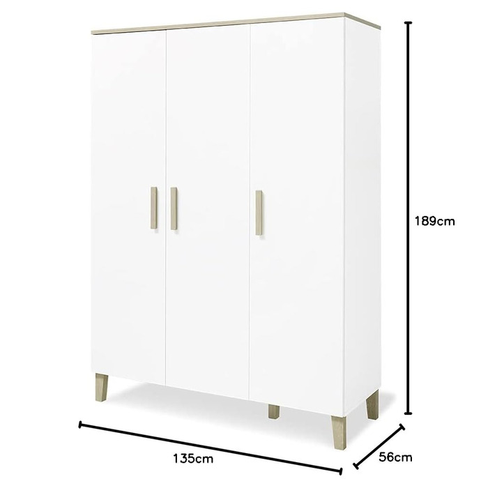 Шафа PINOLINO Lumi, велика, біла з дубом, з каркасом із справжнього дерева