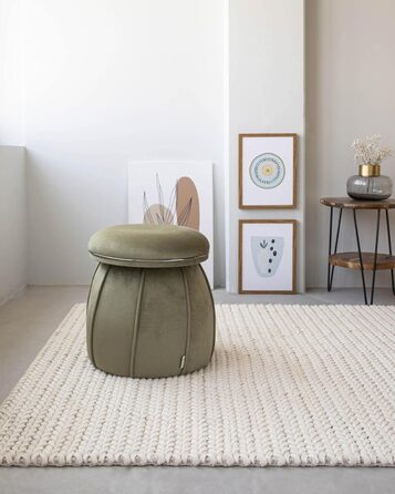 Пуф/оттоманка з м&39якого зеленого оксамиту, конусоподібної/грибоподібної форми, для вітальні, спальні, дитячої кімнати, оздоблення з графітової штучної шкіри, висота приблизно 55 см, колір зелений оксамит