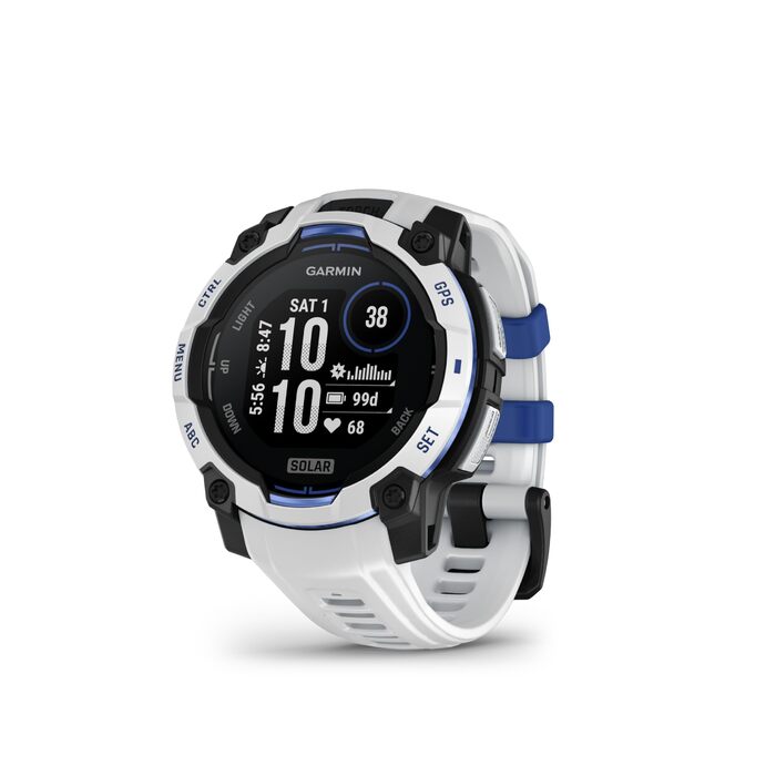 Розумний годинник Garmin Instinct 3 GPS 45 мм, сонячний, білий камінь, чорний/блакитний, 45 мм SOLAR
