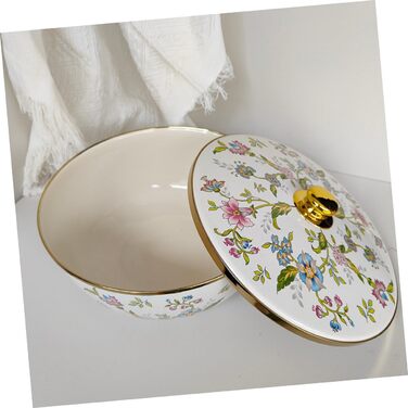 Емальована миска для супу Alipis з кришкою, велика кухонна миска для змішування 29 см, багатоцільова емальована миска для зберігання та приготування їжі