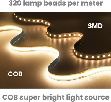 Світлодіодна стрічка Arote Light COB 12 В тепла біла світлодіодна стрічка COB з можливістю затемнення 3 м високої щільності 320 світлодіодів / м 960 світлодіодів 3000K з адаптером диммера IP20 для підсвічування телевізора Внутрішнє оздоблення спальні Тепл