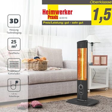 Окремостоячий обігрівач для патіо ICQN потужністю 2300 Вт 4 режими нагріву з пультом дистанційного керування Карбоновий інфрачервоний обігрівач для використання в приміщенні та на вулиці Обігрівач для патіо Цифровий дисплей (стандартний 2300 Вт)