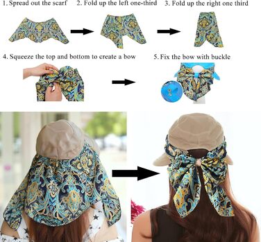 Жіночий складаний сонцезахисний капелюх KXF 2-в-1 з клапаном на шиї, дихаючий, швидковисихаючий, захист 360, козирок для спорту на свіжому повітрі, широкий козирок, захист від ультрафіолету UPF 50, капелюх для пляжної риболовлі, один розмір 4