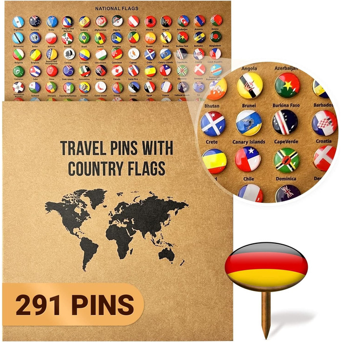 Преміальна 3D дерев&39яна карта світу настінна прикраса німецькою мовою зі шпильками Кріплення на стіну без інструментів Ідея подарунка на будь-яку подію Дерев&39яна настінна прикраса для дому та офісу (колір дерева, 160x85 см) 160Д x 85Ш см, колір дерева