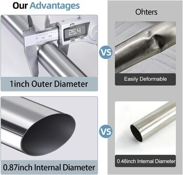 Штанга для одягу Hershii для шафи, натяжна штанга для віконної/душової шторки, свердління не потрібне, телескопічна штанга з нержавіючої сталі, висувна штанга для гардеробу, діаметр трубки 25,4/22,2 мм, 40-60 см, колір слонової кістки, сірий 40-60 см