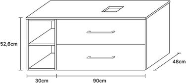 Комплект меблів для ванної кімнати Planetmbel туалетний столик LUX 120 см золотий дуб/антрацит БЕЗ умивальника з тумбою 2 шт. золо