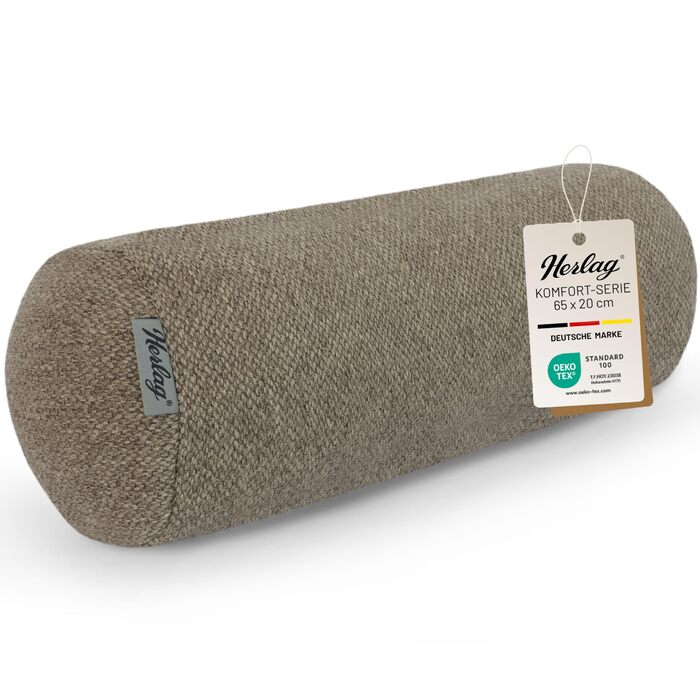 Наволочка Herlag Подовжена подушка-рулон для дивана та ліжка Зручна підтримка для колін або шиї Наволочка для ніг для тих, хто спить на боці Знімний чохол, який можна прати Сертифіковано за стандартом Oeko-Tex 100 Темно-сірий 65 x 20 см