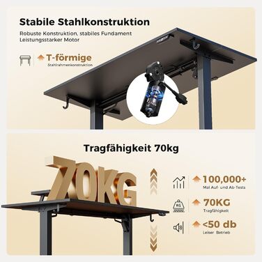 Електрично регульований по висоті стіл Agilestic, 100 x 60 см з рухомою підставкою для монітора, стіл для роботи стоячи з 2 кнопками пам&39яті, 2-секційна стільниця, стіл для домашнього офісу, чорний 100 x 60 см