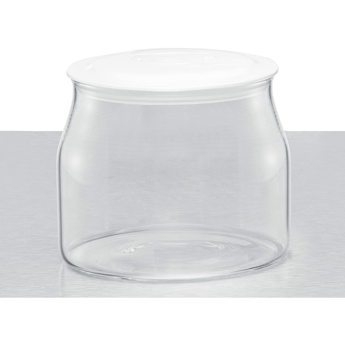 Змінна скляна банка Rommelsbacher JG 1 для йогуртниць та сирників JG 80 - 1,2 літра, з кришкою, прозора/біла, (1 упаковка)