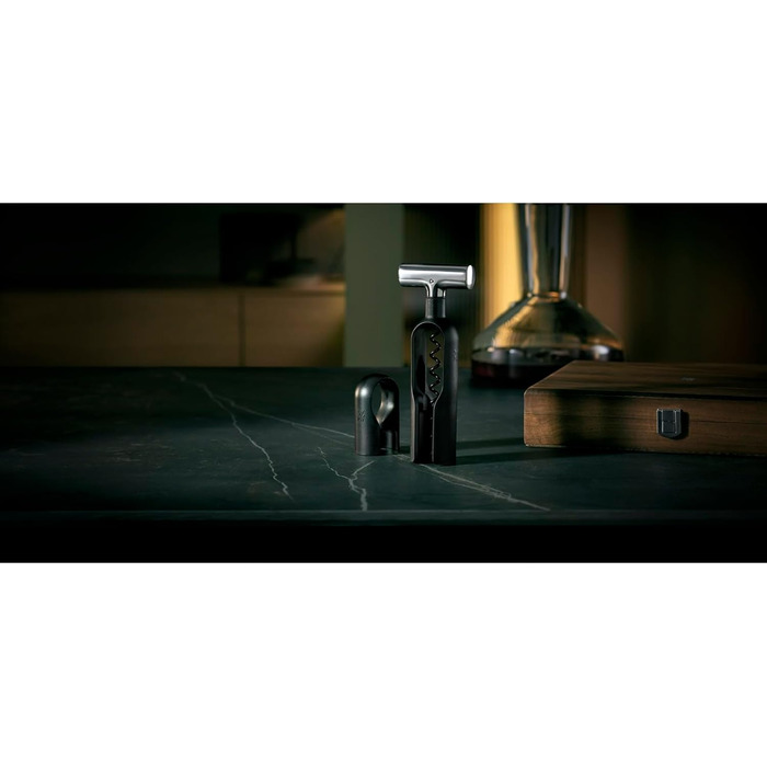 Набір для вина WMF Baric Sommelier 3 предмети, штопор, різак для фольги, пробка для пляшок, в коробці з горіхового дерева, чорний