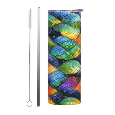 Кухоль з прямою трубочкою, 590 мл, принт у вигляді райдужної риб&39ячої луски, дорожній кухоль, підходить для кемпінгу, офісу та дому