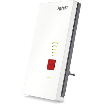 АВМ ФРІЦ Сітчастий ретранслятор WLAN 2400 (Dual WLAN AC N до 1 733 Мбіт/с (5 ГГц) 600 Мбіт/с (2,4 ГГц), Gigabit-LAN, німецька версія) Білий/Червоний