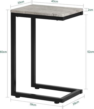 Журнальний столик/диван-столик SoBuy, сучасний, для вітальні, 40x30x60 см, чорний та сірий, FBT44-HG, світло-сірий