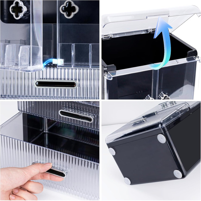 Органайзер для макіяжу, косметичне зберігання з кришками, пилонепроникний косметичний органайзер для макіяжу, косметична скринька високої місткості для спальні, ванної кімнати, чорний 1 1