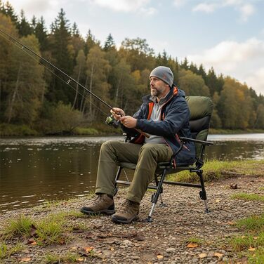 Складане рибальське крісло COSTWAY, регульоване по висоті кемпінгове крісло з регульованою спинкою, крісло для лову коропа з підлокітниками та великими ніжками, портативне рибальське крісло для кемпінгу, риболовля в наметі