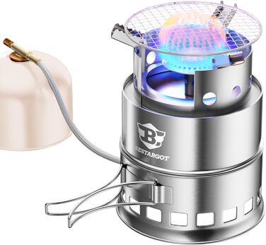 Піч хобо вулична кемпінгова піч, дров'яна піч з нержавіючої сталі, з сіткою для гриля, газова плита 1-конфорочна Опція 1 Газова ке