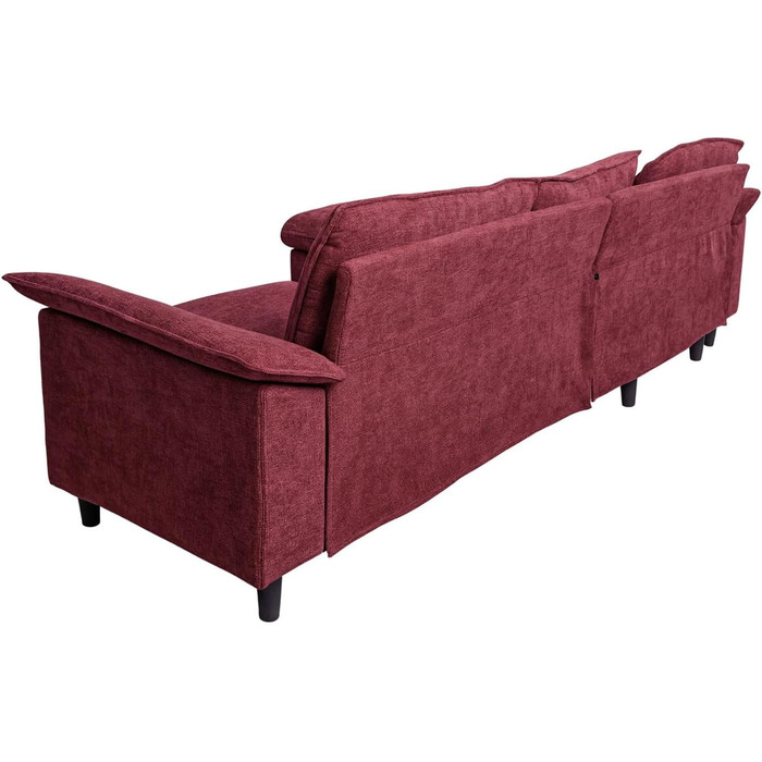 Комплект диванів Mendler HWC-O71, кутовий диван L-подібної форми, зона відпочинку ліворуч/праворуч, тканина (320 г/м) дерево 84x229x140 см - Бордо