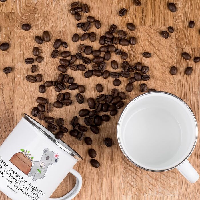 Емальована кемпінгова кружка &quotМістер і місіс Панда&quot з сердечком трунаря - подарунок, келих для відпочинку на природі, келих з нержавіючої сталі для пиття, металевий келих, кемпінговий келих, компанія, білий емальований кемпінговий келих