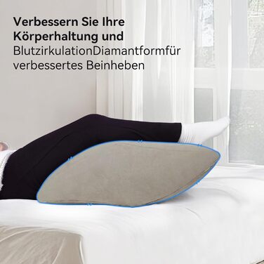 Надувна подушка для ніг lefeke 45 у формі ромба, сприяє кровообігу, оксамитова тканина, підходить для післяопераційного відновлення вдома та під час подорожей