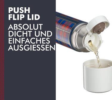 Пляшка для напоїв THERMOS REVIVAL 0,50 л, ретро-синій колір, термос з нержавіючої сталі, червона ізольована пляшка з чашкою для пиття, зберігає напої гарячими 18 годин / холодними 24 години, можна мити в посудомийній машині, герметична, без BPA, синій кол