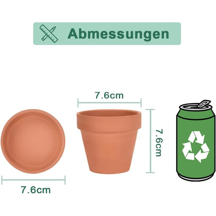 Теракотові горщики vensovo з блюдцями, 7,6 см, глиняний горщик, керамічний горщик, кактус, квіткові горщики, горщик для сукулентів, дренажний отвір, ідеально підходить для рослин, виробів, весільних подарунків, 12 шт. , коричневий 1