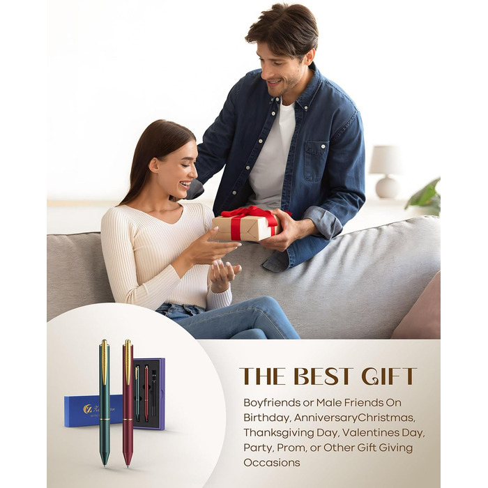 Металеві кулькові ручки, 0,5 мм - Плавне письмо, архівне чорнило, водонепроникні, розкішний латунний корпус, ідеальний подарунковий набір для школи, іспитів та офісного приладдя - 2 ручки/коробка