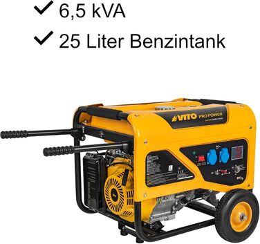 Бензиновий генератор VITO Pro Power 5500 Вт 13PS, 16А, 2х230В, 80кг, бак 25л, Lpa 69дБ, генератор з функцією AVR, датчик масла, ча
