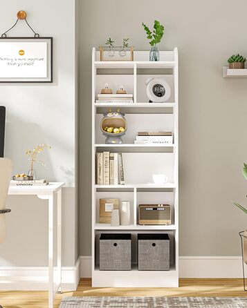 Книжкова полиця Hzuaneri, з 6 полицями, полиця для зберігання, окремостояча полиця, для вітальні, офісу, спальні, 24 x 60 x 170 см, білий BC11103 шт. Білий 24 x 60 x 170 см