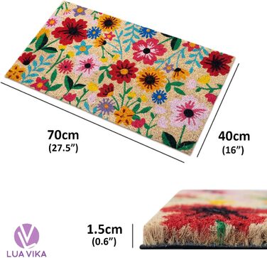 Кокосовий килимок для дверей - Ботанічний - 40x70 см - Килимок для дверей для приміщень та вулиці - Килимки для передніх дверей - Вуличний килимок - Килимки для дверей - Кокосовий килимок для дверей